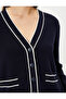 V-Neck Knitwear Vest Color Contrast Long Sleeve Buttoned - 5