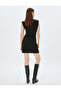 Slim Fit Crepe Scuba Fabric Sleeveless Round Neck Draped Mini Dress - 4
