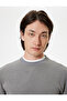 Crew Neck Textured Cotton Blended Long Sleeve Basic Sweatshirt