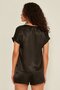080 Women's Satin T-Shirt Shorts Set Black - 4