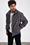New Season Men's Washed Gray Leather Coat Lns58529Y - 4