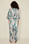 045 Women's Patterned 3-Piece Satin Pajama Set Ecru/Green - 6