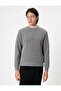 Crew Neck Textured Cotton Blended Long Sleeve Basic Sweatshirt - 3