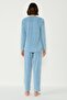 Velvet Crew Neck Long Sleeve Pocketed Pajama Set 403091 Blue - 6
