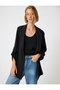 3/4 Sleeve Reverse Double Breasted Collar Loose Fit Blazer Jacket