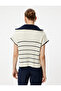 Knitwear Polo Collar Sweater with Half Zipper and Side Window Detail - 4