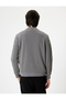 Crew Neck Textured Cotton Blended Long Sleeve Basic Sweatshirt - 4