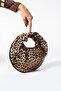 Moon Women's Knitted Patterned Leopard Patterned Knot Detailed Design Handbag Leopard - 2
