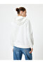 Oversize Hooded Sweatshirt with Pocket Detail and Cat Embroidery - 4