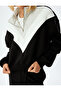 Color Block Stand Collar Three Thread Raised Half Zipper Crop Sweatshirt - 5