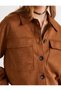 Covered Pocket Detailed Buttoned Comfortable Fit Faux Suede Jacket - 5