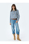 Crop Tweed Jacket with Shirt Collar and Pocket Detail, Buttoned