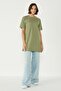 Bicycle collar half sleeve slit 2-piece long t-shirt 963 khaki/gray - 4