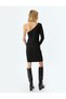 One Shoulder Pencil Dress Mini Length Draped Crepe Scuba Fabric Slim Fit - 4