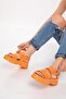 Plus-plus029-2306 Women's Thick Sole Lightweight Very Comfortable Orange Sandals - 2