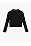 Polo Collar T-Shirt Ribbed Long Sleeve Snap Closure Cotton - 2