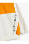 Hooded Sweatshirt with Slogan Print and Color Block - 3