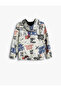 Oversize Hooded Sweatshirt Half Zipper Raised Printed - 2