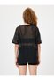 Crew Neck Short Sleeve Oversize Sports Tulle T-Shirt - 4