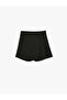 Elastic Waist Regular Fit Black Girls Shorts 5Wkg40008Aw