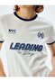 College T-Shirt Printed Crew Neck Short Sleeve Ribbed - 5