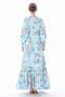 CORSAGE DETAILED JACQUARD DRESS Blue - 3