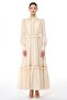 LAYERED RUFFLE DETAIL SHIMMERY DRESS Ecru