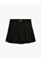 Pleated Viscose Skirt with Buckle Detail