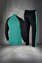 Plus Sizemen's Water Green Special Supra Combed Cotton Does Not Sweat Breathable Comfortable Tracksuit Set 4-10XL - 4