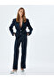 Standard Waist Straight Wide Leg Fabric Trousers with Pockets - 2