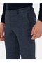 Navy Blue Ex. Slim Fit Wool Cashmere Blend Waist Lace-Up Striped Fabric Pants 50272672-Vr033 - 7