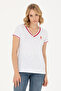Women's White V-Neck T-Shirt 50271619-Vr013
