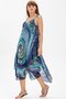 Strappy Voile Aphrodite Midi Length Summer Dress Navy Blue 6007