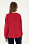 Women's Red Basic Crew Neck Sweatshirt 50296919-Vr030 - 5