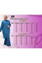 47054 Plus Size Low Sleeve Front Placket Trousers Set - Petrol - 3