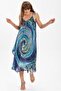 Strappy Voile Aphrodite Midi Length Summer Dress Navy Blue 6007 - 3