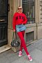 Red Nyc Patterned Ripped Detail Women's Crop Knitwear Sweater - 3