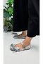 Daily Women's Gray Velvet Bow Ballerina Flats Single Band Buckle Oval Toe Shoes 283 - 7