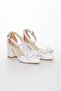 Women's Thick Short Heeled Bow Tie Summer Shoes White - 2