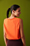 Orange Sleeveless Sweatshirt with Elastic Waist - 3