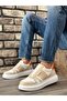 BA0548 BOA Thick High Cream White Sole White Laced Sports Men's Shoes - 2