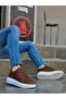 BA0548 Thick High Sole Tan White Lace-Up Men's Sneakers - 2