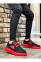 BA0302 Boa Thick Sole Laceless Style Casual Black Red Men's Shoes