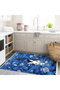 Lina Collection White Rabbit Patterned Woven Base Decorative Carpet among Blue Flowers Lina29 - 3