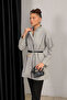 Grey Belted Stamp Coat 32-6425-1