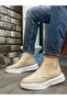 BA0150 Laceless Strapped Men's High Sole Beige Sports Boots - 2