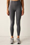 High Waist Dark Gray Soft Leggings - Ankle Length - 4