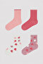 Girl's Pink Hearts 4-Piece Socks