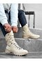 BA0605 Lace-up Cream Military Boots - 2