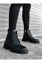 BA0187 Inside and Outside Genuine Leather Black Men's Zippered Ankle Boots - 2
